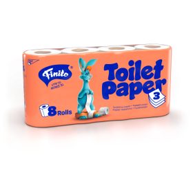   FINITO háztartási toalettpapír 3rtg., 100% cell., 160lap/18m/tek., 8tek./cs. (4cs./#, 72#/raklap)