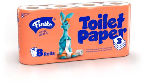 FINITO háztartási toalettpapír 3rtg., 100% cell., 160lap/18m/tek., 8tek./cs. (4cs./#, 72#/raklap)
