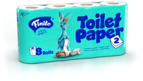 FINITO háztartási toalettpapír 2rtg., 100% cell., 160lap/18m/tek., 8tek./cs. (4cs./#, 72#/raklap)