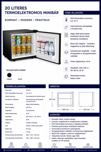 HOBBB Åbybro minibár hűtő, 20 l