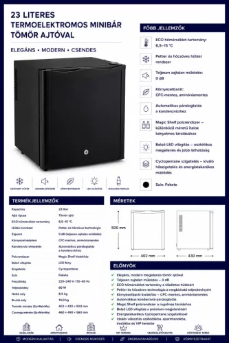 HOBBB Gjøl minibár hűtő, 23 l
