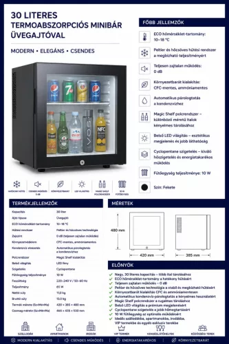 HOBBB Klitmøller minibár hűtő, 30 l