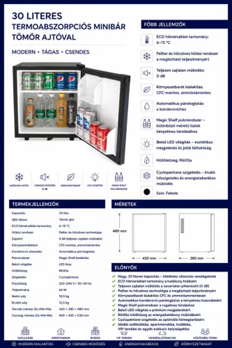 HOBBB Hanstholm minibár hűtő, 30 l