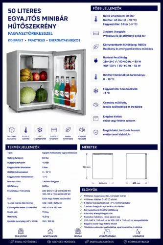 HOBBB Hasselager minibár hűtő, 50 l