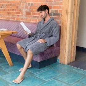   Kényelmes prémium minőségű froté fürdőköpeny Szürke XL, 400 g