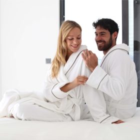   Elegance Luxus Velúr Köntös Kapucni Nélkül Fehér XL, 400 g