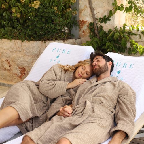 Frottir gofrimintás fürdőköpeny Bézs XXL, 350 g