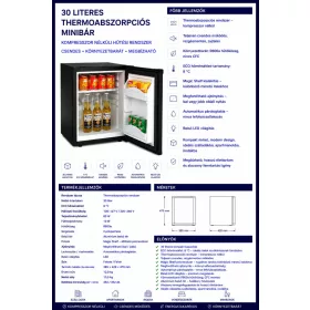 HOBBB Mårslet minibár hűtő, 30 l