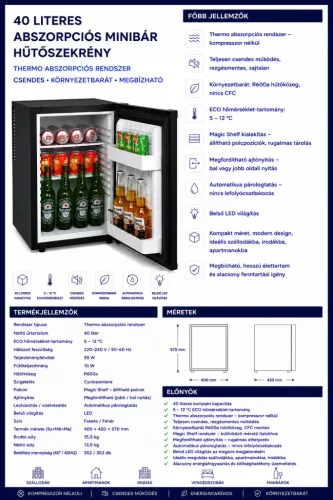 HOBBB Stavtrup minibár hűtő, 40 l