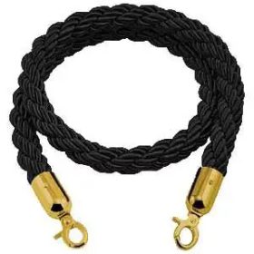 Fekete csavart kordonkötél, 160cm (CSKFA)