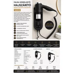 HOBBB Måløv fali hajszárító, 1600 W (fekete)