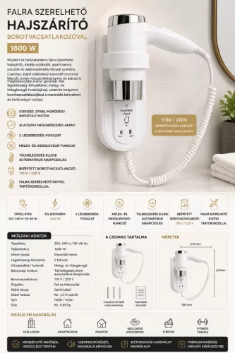 HOBBB Måløv fali hajszárító, 1600 W