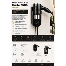 HOBBB Stenløse fali hajszárító, 1600 W