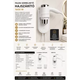 HOBBB Ølstykke fali hajszárító, 1600 W