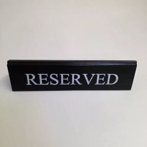 RESERVED foglalt tábla, fekete műbőr, fehér felirattal, nagy