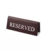 RESERVED foglalt tábla, sötétbarna műbőr, fehér felirattal, kicsi