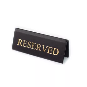   RESERVED foglalt tábla, fekete műbőr, arany felirattal, kicsi
