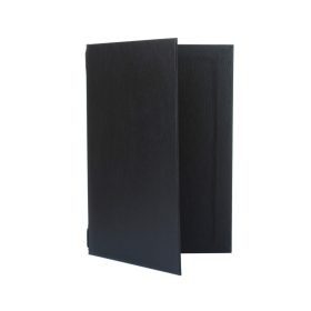   Fekete bőrhatású gumis étlaptartó, A5 méretű, logónyomással