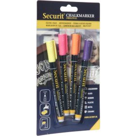   Securit krétamarker, 4 DB-OS csomag, sárga, rózsaszín, narancs, lila