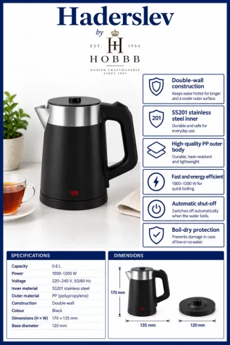 HOBBB Haderslev vízforraló, 0,6 l