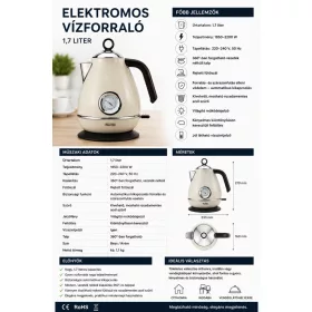 HOBBB Aarhus vízforraló, 1,7 l