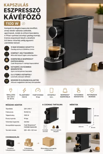 Nespresso kompatibilis kávéfőző