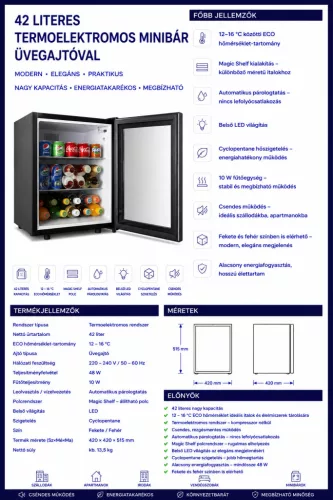 HOBBB Hornslet minibár hűtő, 42 l