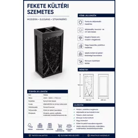   HOBBB Oksbøl álló közösségi téri hulladékgyűjtő, fekete