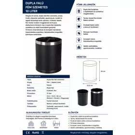 HOBBB Bågø vendégszobai hulladékgyűjtő, 10 l