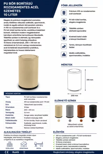 HOBBB Lyø vendégszobai hulladékgyűjtő, 10 l