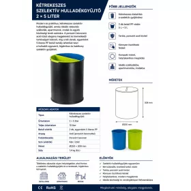 HOBBB Femø szelektív vendégszobai hulladékgyűjtő, 10 l