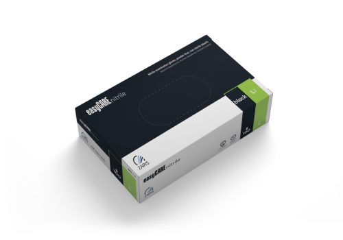 easyCARE nitril kesztyű, púdermentes, nem steril, A100, méret L, fekete