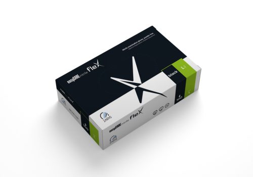 easyCARE nitril flex nitril kesztyű, púdermentes, nem steril, méret L, A100 fekete