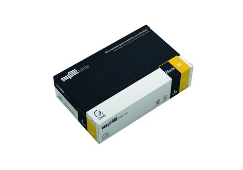 easyCARE nitril kesztyű, púdermentes, nem steril, A100, méret M, fekete