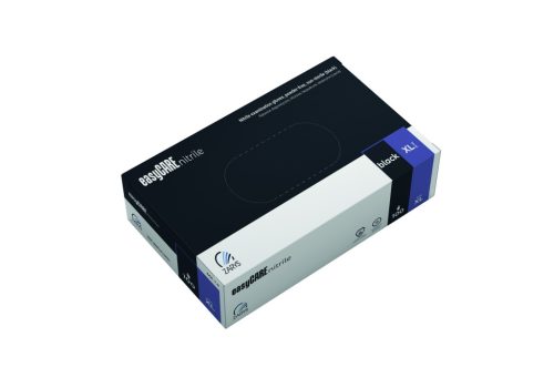 easyCARE nitril kesztyű, púdermentes, nem steril, A100, méret, XL, fekete