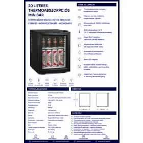 HOBBB Lystrup minibár hűtő, 20 l