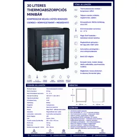30 literes üvegajtós minibár