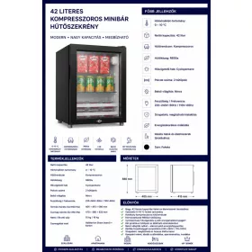 HOBBB Erslev minibár hűtő, 42 l