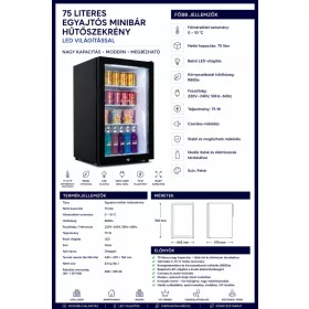 HOBBB Karby minibár hűtő, 75 l