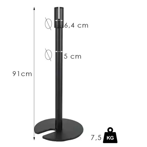 Sorolható szalagos kordonoszlop, 2.4m, szalag nélkül (SOF)