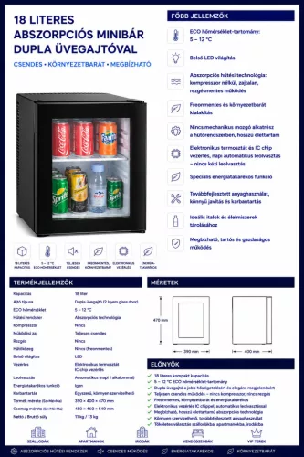 HOBBB Tranbjerg minibár hűtő, 18 l