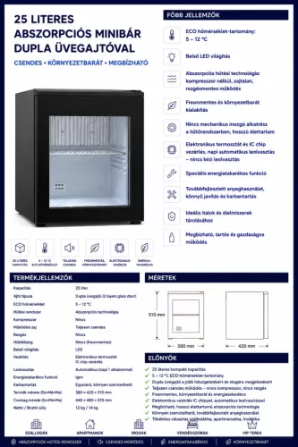 HOBBB Beder minibár hűtő, 25 l