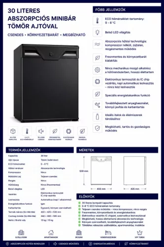HOBBB Redsted minibár hűtő, 30 l