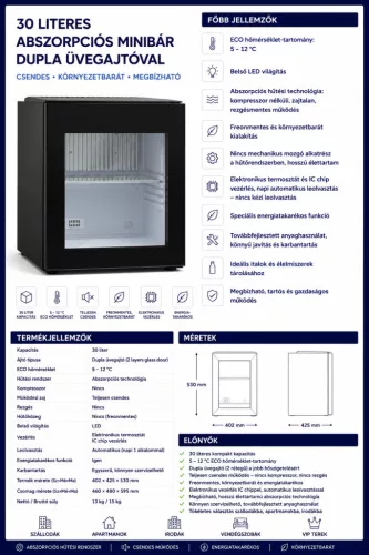 HOBBB Vils minibár hűtő, 30 l