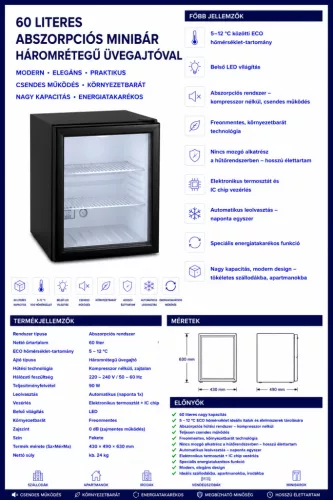 HOBBB Rønde minibár hűtő, 60 l