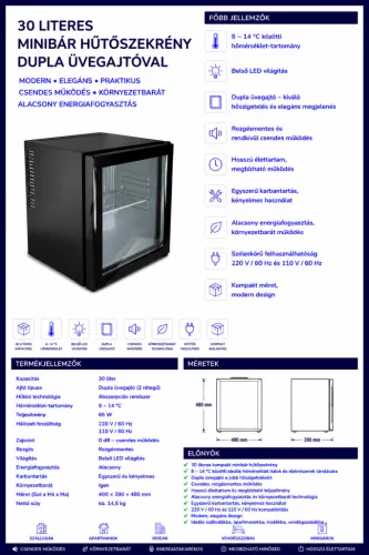 HOBBB Nimtofte minibár hűtő, 30 l