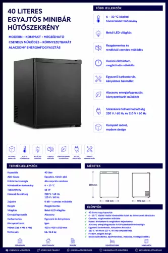 HOBBB Auning minibár hűtő, 40 l
