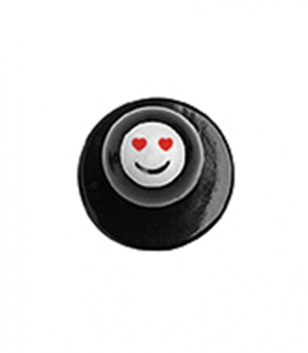 Szakácskabát gomb - szívecskés szemű smiley mintával