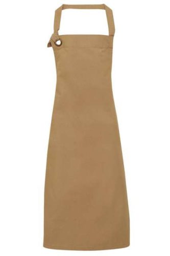 Beige pamutvászon kötény- állítható nyakpánttal - zseb nélküli modell
