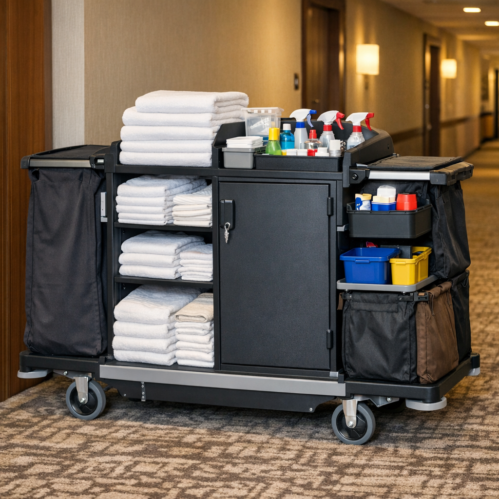 Szobaasszony kocsi választás: a 7 pont, ami gyorsítja a takarítást és csökkenti a vendégváltási időt